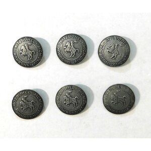 1964 Austrian Winter Olympics 6 Silver Tone Metal Buttons Vintage 1" Innsbruk
